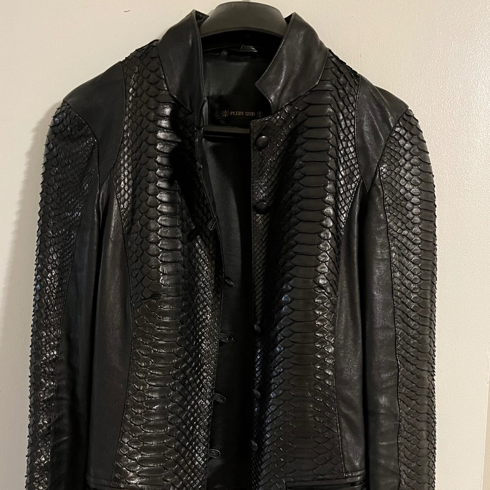 Plein sud phyton leather jacket
